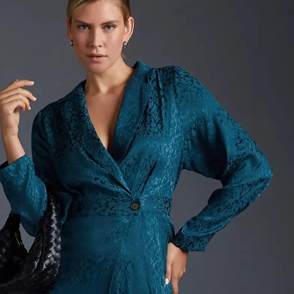 Jacquard Blazer Wrap Midi Dress_8